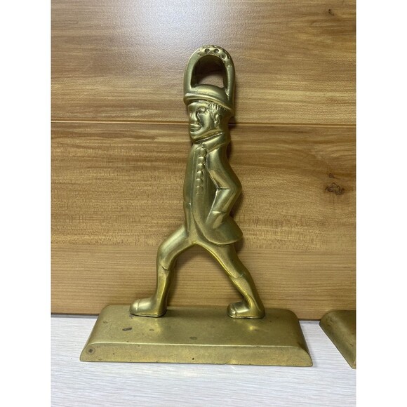 Two Vintage Brass Virginia Metal Crafters Hessian Soldier Bookends Doorstops - Picture 3 of 6